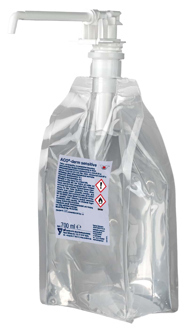 Bild von ACO-derm sensitive Händedesinfektion 10x 700 ml, Karton mit 10 Stk.