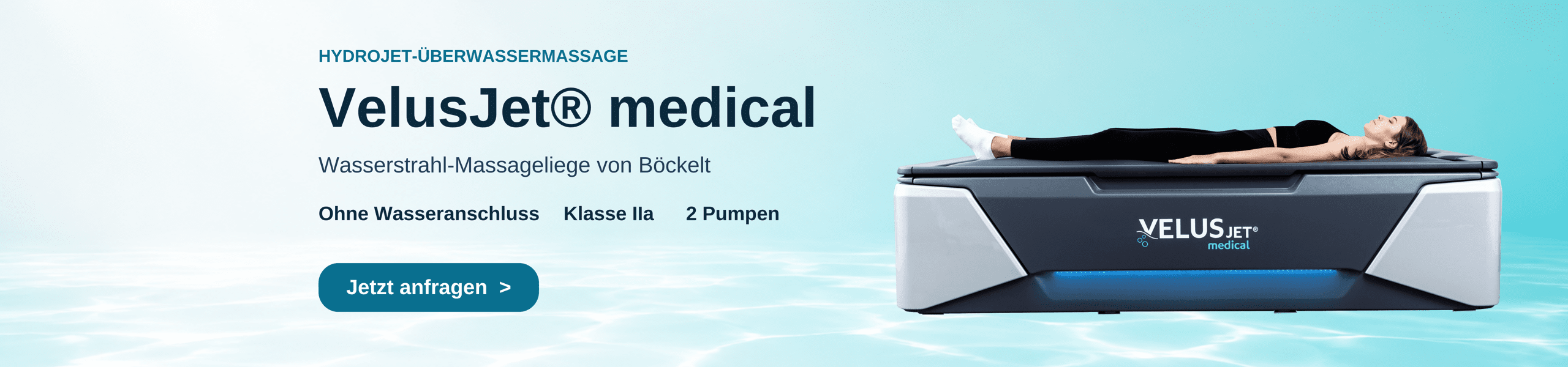 VelusJet medical – Hydrojet-Überwassermassage, Wasserstrahl-Massageliege von Böckelt